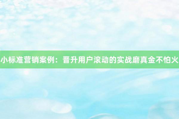 小标准营销案例:晋升用户滚动的实战磨真金不怕火